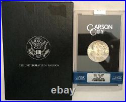 1883-CC GSA Carson City Morgan silver dollar. NGC MS64 beauty, with box