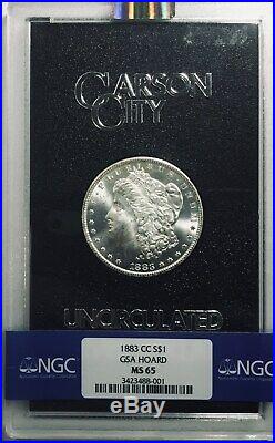 1883 CC Morgan Silver Dollar NGC MS 65 GSA Beautiful White Coin COA