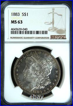 1883 MS63 Morgan Silver Dollar Silver Coin NGC Beautiful Rainbow Rim Tone