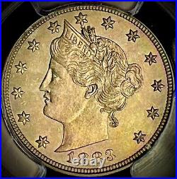 1883 No Cents 5c Pcgs MS-64 Liberty V Nickel Beautiful coin
