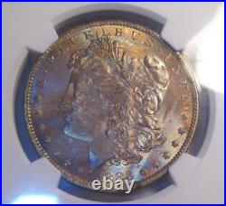 1883 O Morgan Silver Dollar Ngc Ms62 Certified Beautiful Rainbow Toned Coin $1