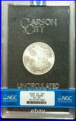 1884-CC MORGAN SILVER DOLLAR GSA NGC MS 65 BEAUTIFUL COIN! Box & Certificate