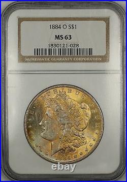 1884-O Morgan Silver Dollar $1 Coin NGC MS-63 Beautifully Toned Obverse (11f)