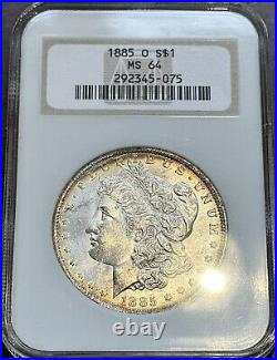 1885-O Morgan Silver Dollar NGC MS64 Beautiful Coin! Dual-Sided Rim Toning