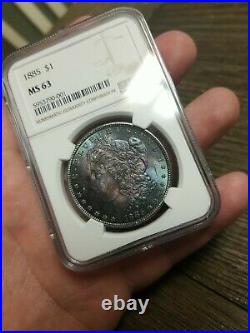 1885 P Morgan Silver Dollar NGC MS63 $1 harcore Toned Beautiful coin