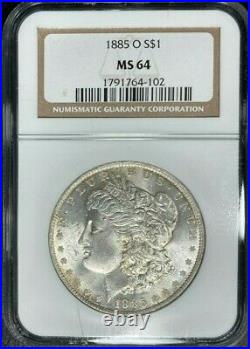 1885-o Morgan Silver Dollar Ngc Ms 64 Beautiful Coin Ref#64-102