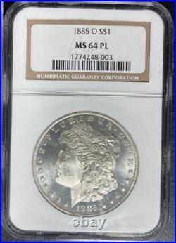 1885-o Morgan Silver Dollarngc Ms 64 Pl Beautiful Coin Ref#48-003