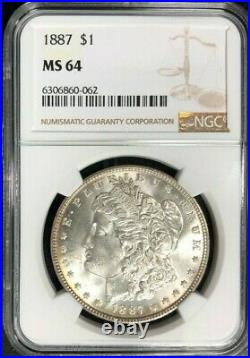 1887 Morgan Silver Dollar Ngc Ms 64 Wow Beautiful Coin Ref#60-062