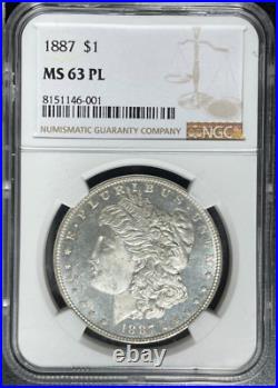 1887 Morgan Silver Dollarngc Ms 63 Pl Beautiful Coin Ref#46-001