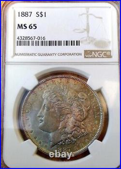 1887 W Morgan MS 65 NGC Rain bow beauty is a real eye candy coin