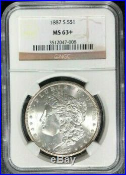 1887-s Morgan Silver Dollar Ngc Ms 63+ Beautiful Coin