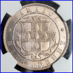 1888, Jamaica (British Colony). Beautiful Cu-Ni Half Penny Coin. NGC MS-65