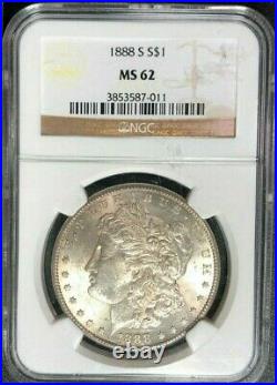 1888-s Morgan Silver Dollar Ngc Ms 62 Beautiful Coin Ref#87-011