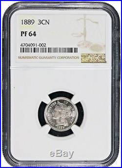 1889 3CN Proof 3 Three Cent Piece Nickel NGC PF-64 Beautiful Certified Coin 1002