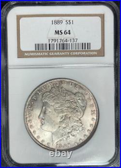1889 Morgan Silver Dollar Ngc Ms 64 Beautiful Coin Ref#64-137