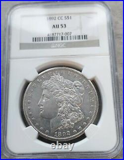 1892-CC Morgan Silver Dollar NGC AU53. BEAUTIFUL COIN FOR THE GRADE IN KEY DATE