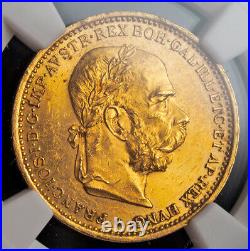 1894, Austria, Franz Josef I. Beautiful Gold 20 Corona Coin. (6.78gm!) NGC MS62