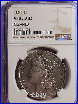 1894 Morgan Silver Dollar, BEAUTIFUL COIN! LE854 VERY SCARCE BRILLIANT CLEANED