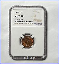 1895 Indian Cent MS62 RB NGC Certified beautiful Coin