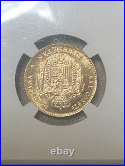 1896-62 Spain 20-p Pesetas Gold Coin 1962 Restrike Gem Rare Beauty