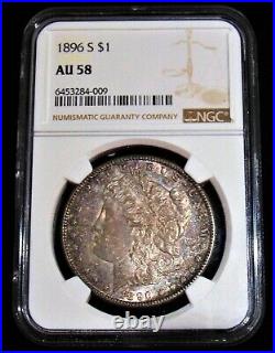 1896-S Morgan Dollar NGC AU58 Superb BU Looking Coin! Beautiful Original Toning