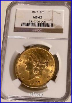 1897 Liberty Double Eagle Truly Beautiful Natural Toning MS62 $20 Gold coin