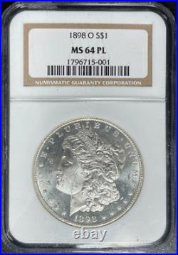 1898-o Morgan Silver Dollarngc Ms 64 Pl Beautiful Coin Ref#15-001