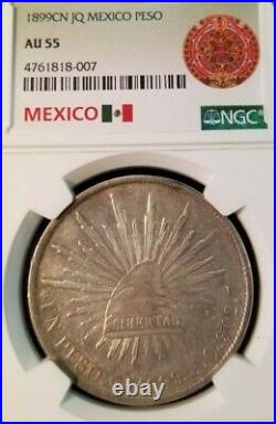 1899 Cn Jq Mexico Un Peso Libertad Cap & Rays Ngc Au 55 Beautiful Sharp Coin