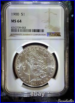 1900 Morgan Silver Dollar S$1 Ngc Ms64 Beautiful Authenticated Graded Coin