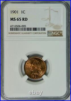 1901 Indian Cent NGC MS65RD Beautiful Coin
