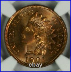 1901 Indian Cent NGC MS65RD Beautiful Coin