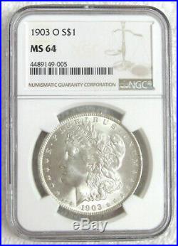 1903-0 Ms 64 Morgan Silver Dollar. Ngc. Beautiful Lustrous Coin. Key Date