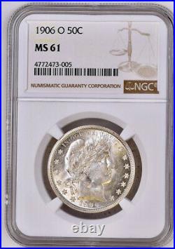 1906 O Barber Half Dollar NGC MS61 Beautiful Rare Coin! Free Priority Shipping