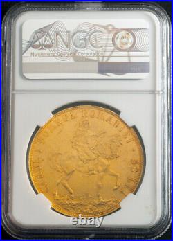 1906, Romania (Kingdom), Carol I. Beautiful Large Gold 50 Lei Coin. NGC AU-58