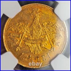 1906, Romania (Kingdom), Carol I. Beautiful & Rare Gold 12½ Lei Coin. NGC MS-61