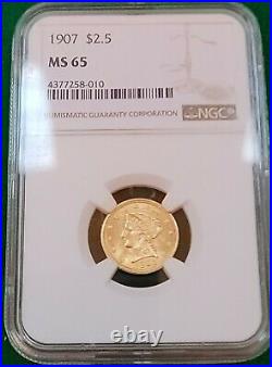 1907 $2.5 Liberty MS 65 NGC Beautiful Coin