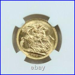 1907 Australia Gold 1 Sovereign Edward VII Ngc Ms 62 Beautiful Bright Luster