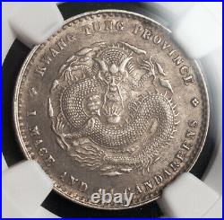 1908, China, Kwangtung Province. Beautiful Silver 20 Cents Coin. NGC MS-62