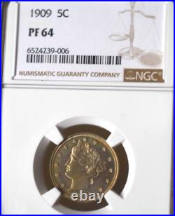 1909 Liberty V Nickel PF 64 NGC Proof Beautiful Coin