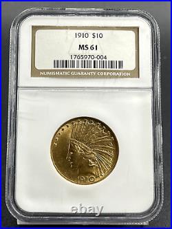 1910 $10 Gold Indian NGC MS61 Beautiful Coin