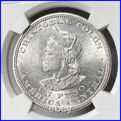 1911 CAM EL SALVADOR Peso KM-115.2 NGC AU58 Beautiful White Coin