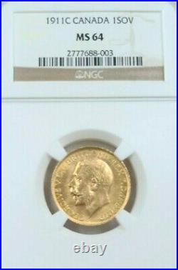 1911 Canada Gold 1 Sovereign Ngc Ms 64 Beautiful Bright Bu Luster