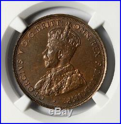 1913 Australia Penny Coin George V KM# 23 NGC MS63 BN BEAUTY