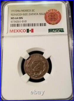 1915 Mexico 2 Centavos Zapata Issue Ngc Ms 64 Bn High Grade Beautiful Coin