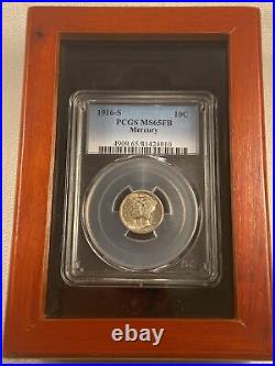 1916 S 10C Mercury Silver Dime PCGS MS65-FB Full Split Bands Beautiful Coin