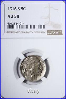1916-S Buffalo Nickel NGC AU58 Beautiful Coin, Rich Patina WCLA