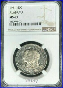 1921 Alabama Commemorative Silver Half Dollar Ngc Ms 63 Beautiful Coin