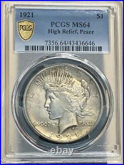 1921 P Peace Silver Dollar Pcgs Ms64 Key Date Beautiful High Grade Coin