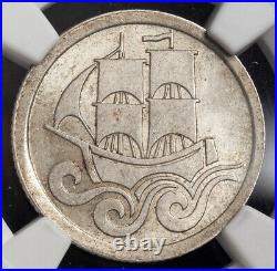 1923, Danzig (Free City). Beautiful & Scarce Silver ½ Gulden Coin. NGC MS62(+)