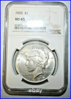 1925 MS65 Peace Dollar NGC Mint State 65 BEAUTIFUL COIN